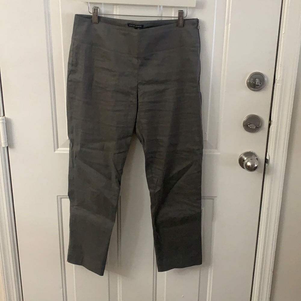 Sarah Pacini linen low rise straight leg pant Color: Gray